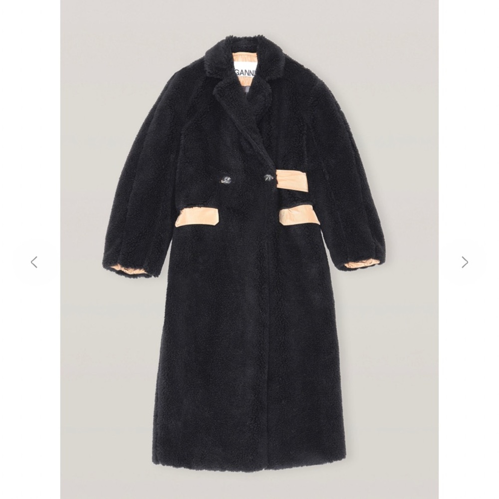 Black GANNI teddy coat